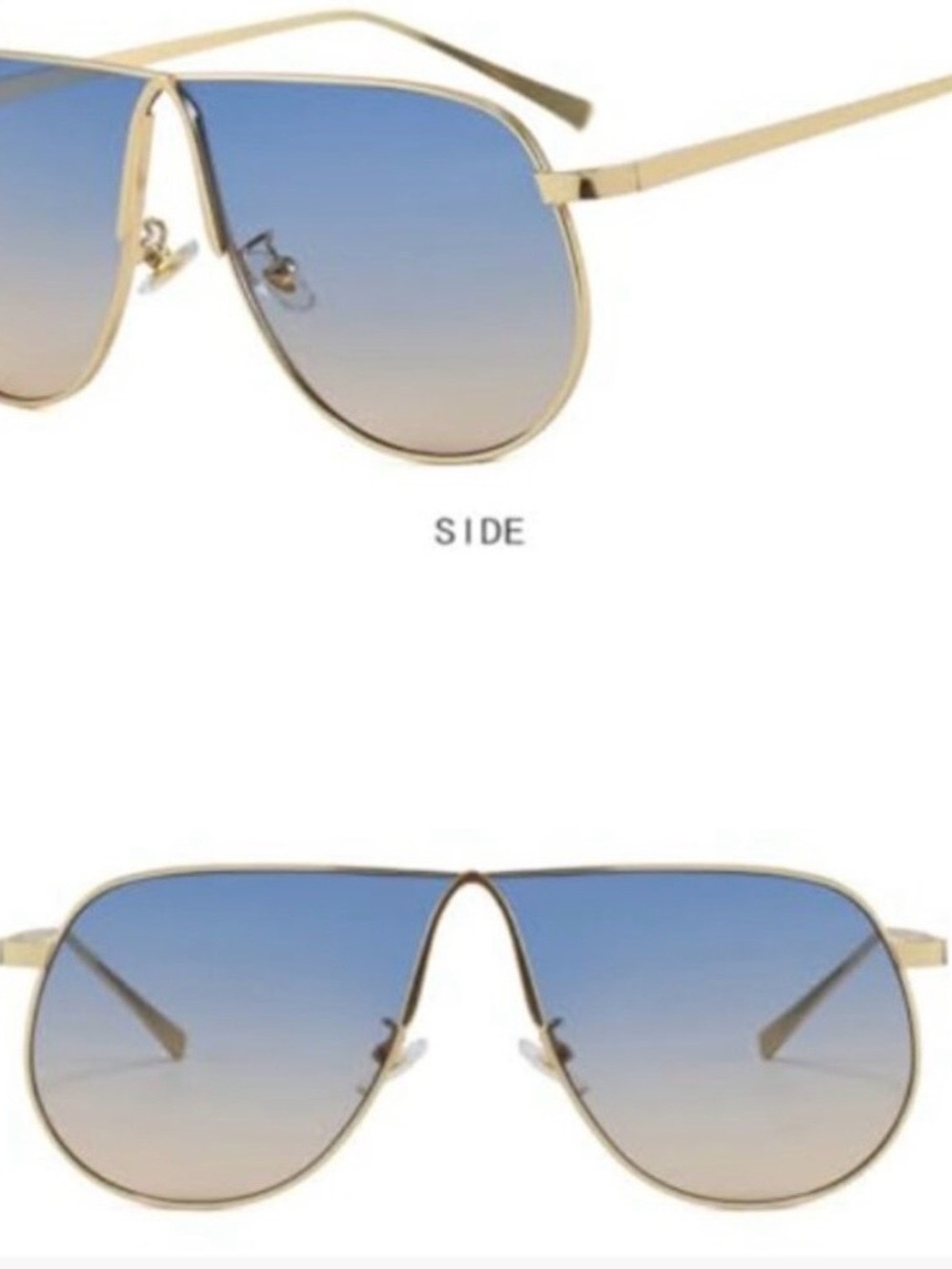 Gold Frame Blue Gradient Aviator Sunglasses - Women Accessories